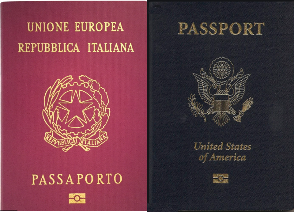 Italian and US passport covers